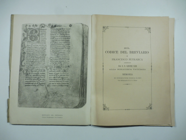 Sul codice del breviario di Francesco Petrarca acquistato da S.S. Leone XIII alla Biblioteca Vaticana. Memoria